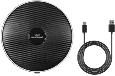 360° Computer Microphone for Desktop , USB Conference PC Mic, Noise-Canceling Technology, Recording, Skype, Online Class, Court Reporter, Plug & Play, Compatible with Windows/PC/Desktop/Laptop