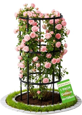 108cm Garden Obelisk Rankhilfe，Ø 50cm Rosen Rankgitter Metall rostfrei für Kletterpflanzen- Einstellbare Höhen für Gartenpflanzen, Rosen (Obelisk Rankhilfe(1 Stück))