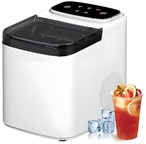 Máquina de hielo comercial de mostrador, limpieza automática, operación con un solo clic for oficina, hogar y bar.(White)