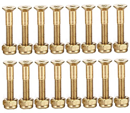 Bemonew 16PCS 25MM Gold Skateboard Screws Longboard Hardware Set with for Replacement