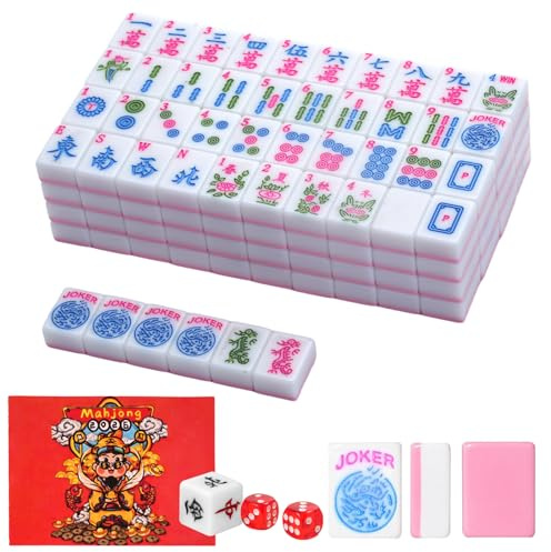 American Mahjong Tile Set,1.2 in 166 Pink Travel mah jongg sets game | Melamine Mahjong Complete Christmas Gift for Family Multiplayer Games, Adults, Seniors, Beginners & Experienced Players
