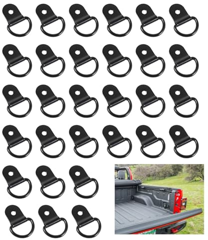 30 anillos de amarre para remolque, anillo de montaje en D, anillo de amarre, negro, anillos en D, anillos de montaje, ojales de fijación, 36 x 26 mm, gancho para remolque, camiones, botas de camping