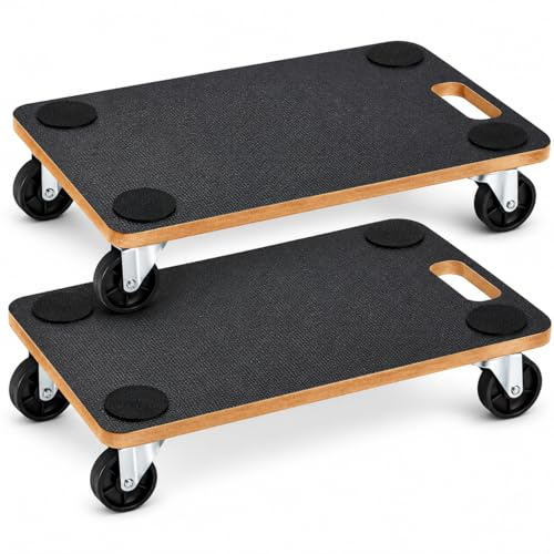 HLKauf Transportroller Rollbrett 2er Set bis 200kg - Roller für Möbel mit 360° Lenkrollen, rutschfest & robust - Tischtransportwagen mit Tragegriff & Gratis Notizblock
