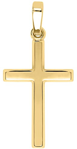 My Gold Damen Herren Kinder Anhänger Kreuz Gold 375/585 / 750 (Ohne Kette) Echtes Gelbgold Weissgold (9/14 / 18 Karat) ODER 925 Silber Landour