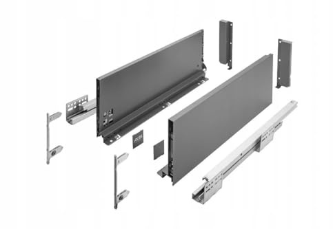 GTV - Système de Tiroirs Axis Pro, Ensemble de Tiroirs, Extraction Totale, Amortissement Intégré, Charge 40 kg, Tiroir Coulissant avec Fermeture Douce - Largeur 450 mm, Hauteur 168 mm, Anthracite