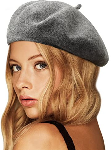 Wheebo Wool Beret Hat,Solid Color French Style Winter Warm Cap for Women Girls Lady