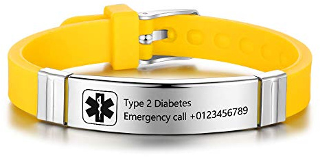 Personalizzata Avviso medico Braccialetto per Donne,Silicone Gruppo musicale Emergenza Avviso medico Uomini Braccialetti,ID ufficiale polsino con Avviso medico Badge,su misura inciso Testo