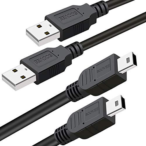 SCOVEE Cable de Carga para Controlador PS3 de 10 pies, Cable de Carga Mini USB para Sony Playstation 3/PS3 Slim SixAxis, Cable de Control inalámbrico, Mini-B Play Cable Largo para GoPro Hero-4, HD,