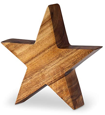 levandeo Stern Holzstern Akazie 19cm Akazienholz Braun Natur Dekoration Tischdeko Holzdeko Unikat