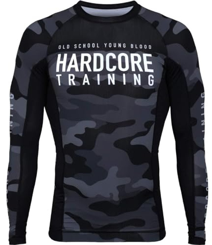 Hardcore Training Rash Guard Men's Night Camo 2.0 Chemise de Compression Homme MMA BJJ Fitness Arts Martiaux No Gi Grappling Boxe Workout