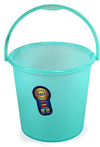 Cello Plastic Frosty Bucket Delux | Light Weight and Easy to Carry | Strong and Durable Buckets | Perfect for Use in Bathrooms, Kitchen & Wet Utility Areas | 20 Litre | Green