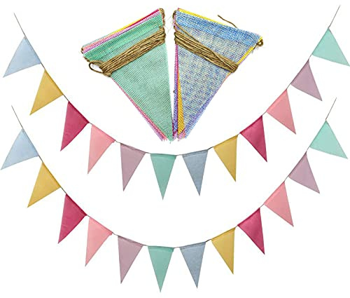 2 Stück Bunt Wimpelkette Wimpelbanner Wimpelgirlande Outdoor Girlande Deko für Hochzeit Geburtstag Weihnachten Kinderzimmer Dekoration (Jede Girlande ca. 4.2M)