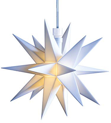 STEINFIGURENWELT GIEBEN 3D Ministern Ø 12 cm LED Stern Weihnachtsstern Fenster Deko innen 5m Kabel + Trafo (Weiß)