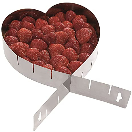 FIYSON Moule GâTeau Forme C?Ur Machine Cercle PâTisserie Perforé C?Ur Taille Ajustable Moules PâTisserie Moule DéCoupoir C?Ur Acier Inoxydable GâTeau Coeur RéGlable Cercle à PâTisserie