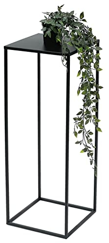 DanDiBo Blumenhocker Metall Schwarz Eckig 50 - 70 cm Blumenständer Beistelltisch 96315 Blumensäule Modern Pflanzenständer Pflanzenhocker (70 cm)