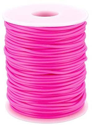 Crafans Cordoncino in gomma da 2 mm, 50 metri/rotolo, colore puro, per la creazione di gioielli, fai da te, artigianato, bracciali, lavori a maglia tubolari, camelia