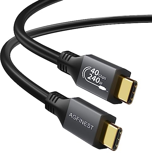 AGFINEST Zertifiziert 240W USB4 Kabel, Kompatibel mit Thunderbolt 4 100W, 40Gbps USB C Kabel, PD 3.1 140W 240W Schnellladekabel, 8K60 4K60 HDR Video Kabel für MacBook M1 M2, SSD, Hub, NUC (1M)
