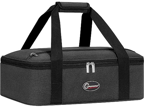 GhvyenntteS Insulated Casserole Carrier for Hot or Cold Food, Collapsible Insulated Food Carrier for Parties, Picnic, Travel, Fits 9x13 Baking Dish, Grey