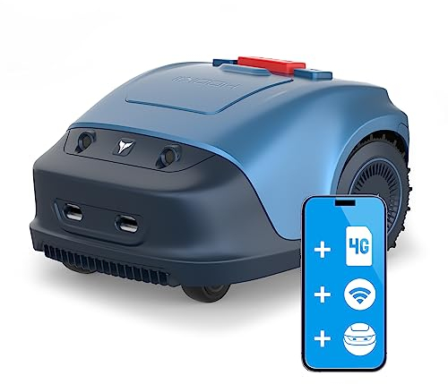 HOOKII Neomow Robot Tagliaerba Elettrico Fino a 1000 mq, Prevenzione Degli Ostacoli, Falciatura Parallela, Batteria da 60W 4400 mAh, Comandabil Con 4G/WIFI/Bluetooth/App (Versione Ultrasuoni)