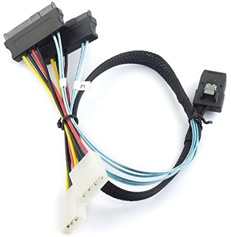 Allowish MINI SAS SFF-8087 TO 2 Ports MINI SAS SFF-8482 Adapter Cable (0.5m,Black)