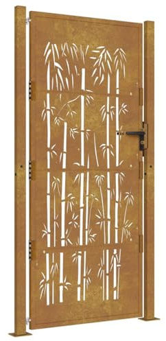 vidaXL Puerta de jardín 100x200 cm de Acero corten con diseño de bambú