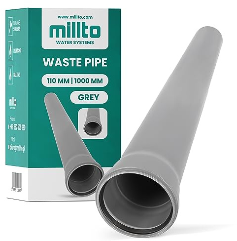 Millto™ Rohr Abwasserrohr Kanalisationsrohr 110 mm x 1000 mm Grau Kanalrohr Abflussrohr mit Gummidichtung Kanalrohrsystem Heißwasser Chemische Beständigkeit Abwasser