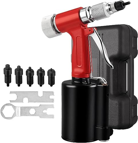 HACSYP Druckluftwerkzeuge, Nietmaschine, hydraulisches Nietgerät, Blindnietmutternwerkzeug, pneumatisches Luftnietgerät-Werkzeugset, Befestigungsnieten (Color : Red)