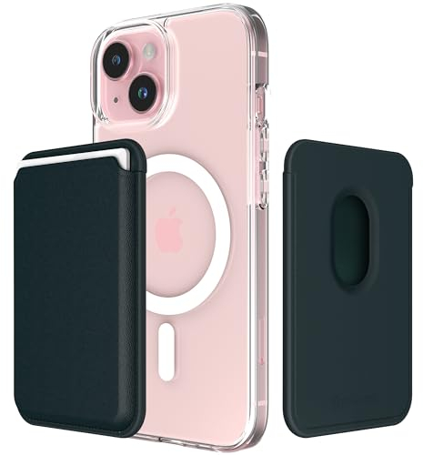 Sinjimoru Magnetic Card Wallet, Premium Vegan Leather Phone Wallet for MagSafe 3-Card Holder Compatiable with iPhone 16 Plus Pro Max 15 14 13 12 Series. M-Viica Marine Blue