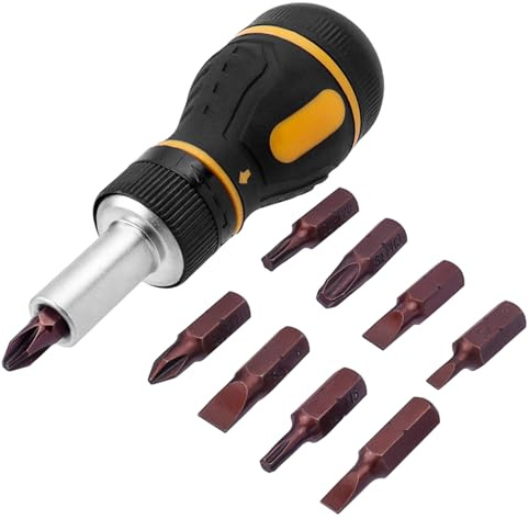 Bestgle mini ratschen schraubendreher 9 in 1 hohem drehmoment bithalter ratschenschraubendreher magnetischer ratschenschlüssel winkelschrauber spitze kompakt stubby schraubendreher rutschfestem griff