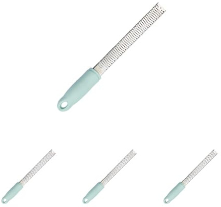 The Great British Bake Off Zester Grater Tool for Zesting Lemon & More Micro Planer for Finely Grating Garlic, Ginger, Nutmeg, Parmesan, Chocolate etc, Stainless Steel, Blue, Large (Pack of 4)