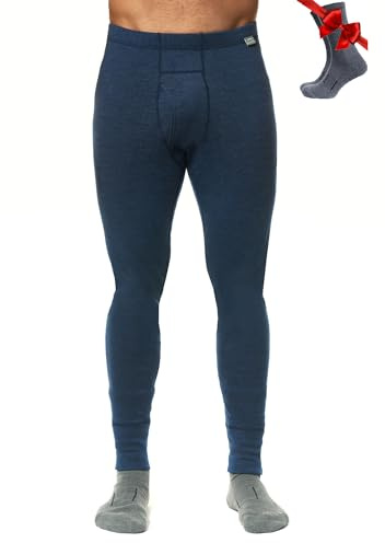 Baslager i merinoull för män, leggings, byxor, 100 % merinoull, termiska underkläder, långkalsonger, lätt, medelvikt, tung vikt + ullstrumpor, L