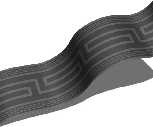 FUNLIFE 2 Rouleaux Frise Murale Noir-gris géométrie Adhesive Sticker Autocollante pour Cuisine,Salle de Bains, Plafond, Salon, Chambre Décoration 10cm X 200cm