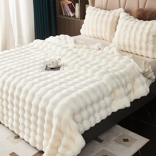 GKXLH Kuscheldecke Flauschig - Weiche Plüsch Kuscheldecke, Fuzzy Kuschelig Flauschige Decke, Dicke 1200GSM Kaninchen Kunstfell Leichte Blanket, Warme Decke für Couch Bett Sofa (230x250)