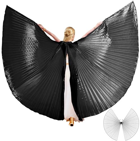 MUNAFIE Unisex Isis Flügel für Erwachsene Bauchtanz Flügel Umhang mit Stöcke Halloween Bauchtanz Kostüm Damen für Karneval Cosplay Tanzen
