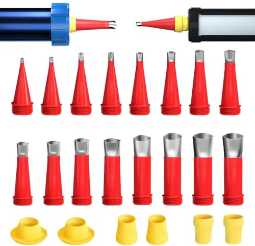 Universal Integrated Rubber Nozzle Tool Kit, 2024 Neuest Kartuschenspitzen, Einteiliger Edelstahldüsen, Silikonspritze Aufsätze Kartuschenspitzen Haushalt Dichtmittel Werkzeug (22PCS【6 Gummibasis】)