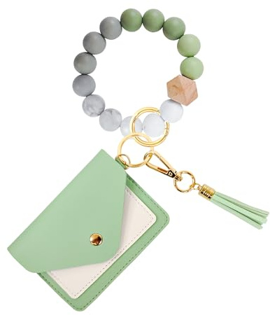 Kartenhalter Brieftasche Silikon Perlen Schlüsselanhänger, Alles in Einem Silikonperlen Geldbörsen Schlüsselanhänger, Silikonperle Armreif Geldbörse & Silicone Bead Keyring Bangle for Women & Mädchen