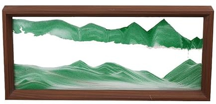 AzureLeap Pittura di Sabbia che Scorre Quadro 3D Sabbia Dinamica Paesaggio Marino, Decorazioni per Casa e Ufficio Giocattolo da Scrivania per Adulti Cornice in Legno [Verde-14]