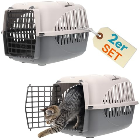 2er Set Hundebox Auto Rückbank Transportbox Katze Katzentransportbox Transportbox Kaninchen Katzenkorb Transport Hundetransportbox Grau