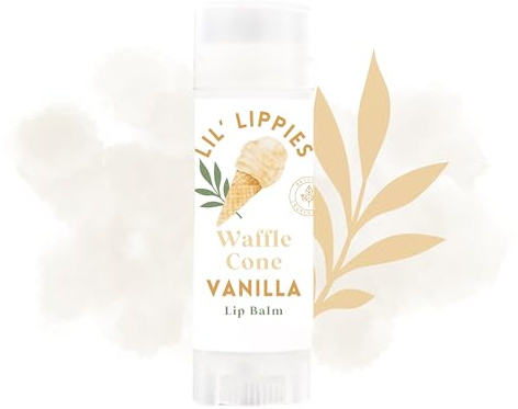 Vanilla Waffle Cone Lip Balm - Lil' Lippies Kids Chapstick - Stocking Stuffers for kids fun funny small christmas gifts for teen tween adult boy girl handmade items for stocking filler