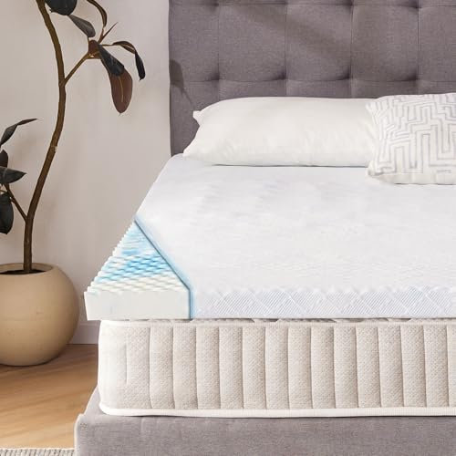 LANOX Topper para colchones, 90 x 200 cm, 5 cm de altura, H3, 5 zonas de gel de espuma viscoelástica, funda extraíble y lavable, para cama con somier, caravana, sofá cama