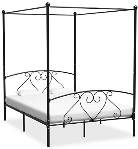 Festnight Himmelbett Metallbett 140x200 cm Ehebett Doppelbett Einzelbett Bettgestell Metall Bett Bettrahmen Schlafzimmerbett