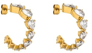 Purelei Evermore Creolen – Elegante Ohrhänger mit herzförmigen Zirkonia-Steinen | Edelstahl 18K vergoldet, Silber, Roségold