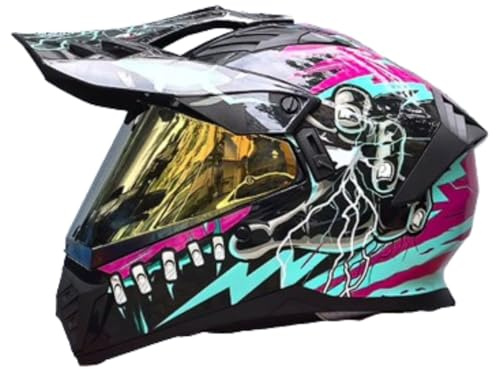 Casco Integrale Da Moto Fuoristrada, Casco Unisex Per Ciclomotore, Per Downhill, Quad, Enduro, Cross D,XXL/(61~62cm)