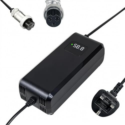 58.8V 4A battery charger, for 52V/48V lithium battery, with LED display and multiple protection and repair functions, equipped with connectors (GX16-12mm)