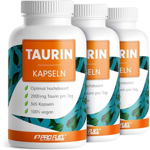 Taurin Kapseln 1095x - optimal hochdosiert mit 2000 mg Taurin pro Tag - Taurin mit über 99,9% Reinheit - laborgeprüft mit Zertifikat - 3x 365 Kapseln