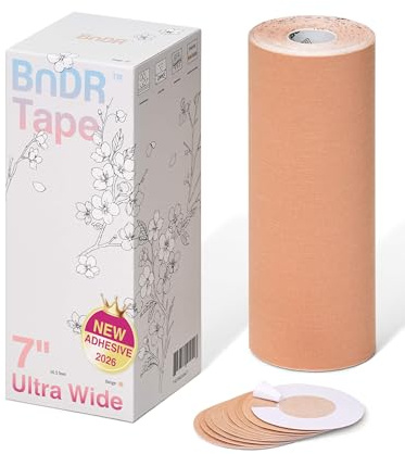 Bande de kinésiologie extra large avec protections de mamelons, bande de maintien thoracique pour personnes transgenres FTM 5 m (Beige, 18 cm)