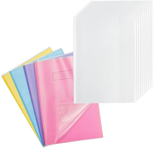 EXERZ A4 Heftumschlag Klar 10 Stück, wasserabweisend, zum Hineinschlüpfen, Schutzhülle für Notizbuch, Buchhülle, PP (A4 x 10)
