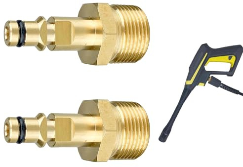 2 Piece for M22 Karcher Quick Release Adapter,for Karcher Adapter,Hose Connector M22,Brass Pressure Washer Plug to Quick Connect Coupler– Compatible with Washer Gun Hose Pipe