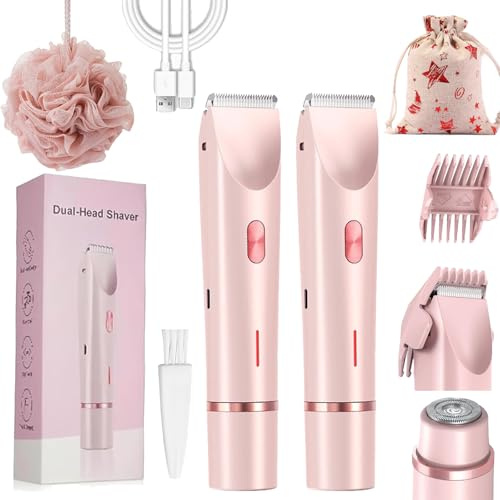 Glow Aura Rasoir Glowshave, Beauty Bloom Rasoir Beauty Bloom V2, Rechargeable Ra-soir Corporel 2 en 1 Pour Femme, Pour Femme, Jambes, Bras, Aisselles, Zone Pubienne, Humide et Sèche (Rose)