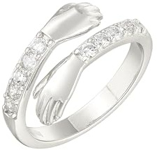 Silber Zirkonia Umarmender Ring | 925 Sterling Silber | Offener Silber Hug Ring | Verstellbarer Umarmungsring | Geschenkidee